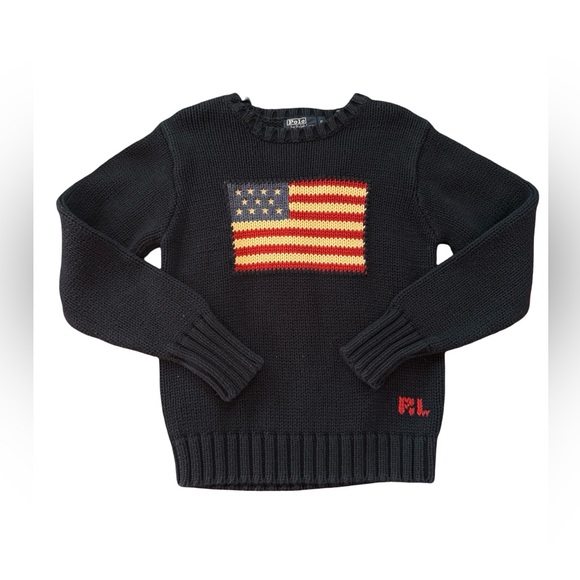 Polo Ralph Lauren Other - VTG Kids Polo Ralph Lauren Navy USA Flag Size 6 Youth Sweater 100% Cotton